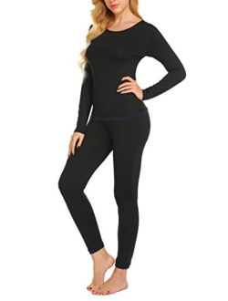 Women's Thermal Underwear Sets Micro Fleece Lined Long Johns Base Layer Thermals 2 Pieces Set