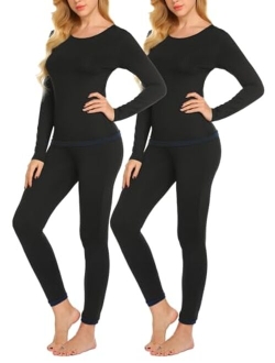 Women's Thermal Underwear Sets Micro Fleece Lined Long Johns Base Layer Thermals 2 Pieces Set