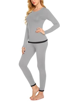 Women's Thermal Underwear Sets Micro Fleece Lined Long Johns Base Layer Thermals 2 Pieces Set