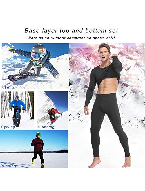 Mens Thermal Underwear Set with Lightweight Ultra Soft Fleece Lined,Long John Set, Moisture-Wicking Skiing Base Layer