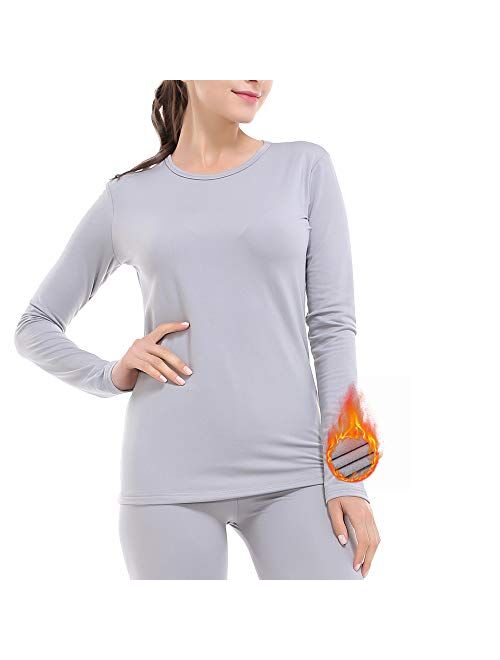 Subuteay Thermal Underwear for Women Long Johns Top & Bottom Fleece Lined Base Layer Leggings Set