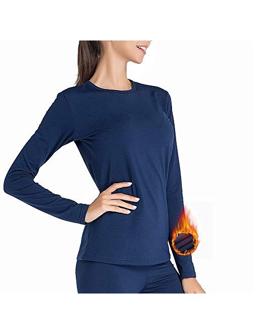 Subuteay Thermal Underwear for Women Long Johns Top & Bottom Fleece Lined Base Layer Leggings Set