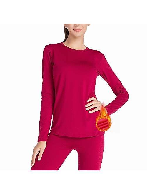 Subuteay Thermal Underwear for Women Long Johns Top & Bottom Fleece Lined Base Layer Leggings Set