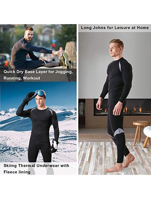 Men's Thermal Top and Bottom Set Underwear Long Johns Base Layer with Soft Fleece Lined