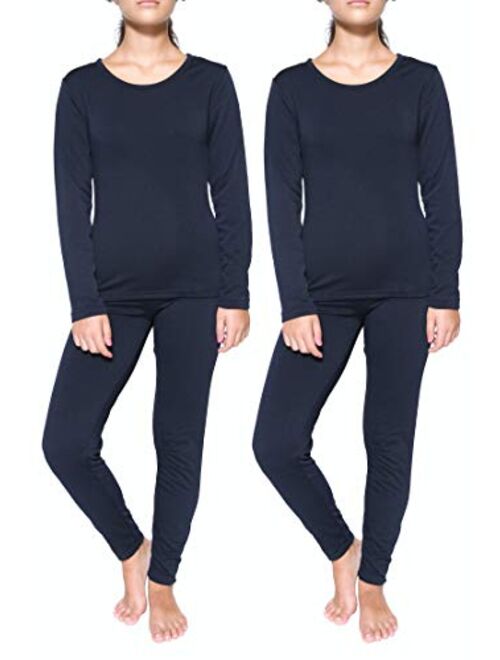 Real Essentials 4 Piece: Womens Thermal Underwear Set - Thermal Underwear for Women Fleece Lined Top & Bottom Long Johns