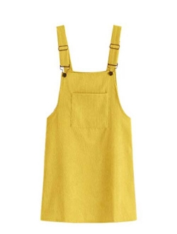 Women's Corduroy Bib Pocket Pinafore Overall Dress