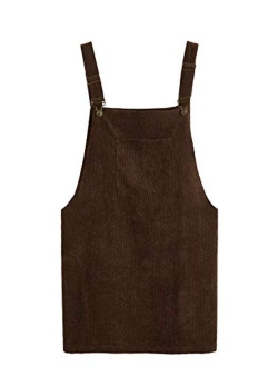 Women's Corduroy Bib Pocket Pinafore Overall Dress
