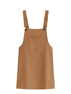 Women's Corduroy Bib Pocket Pinafore Overall Dress