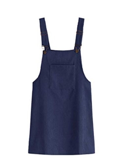 Women's Corduroy Bib Pocket Pinafore Overall Dress