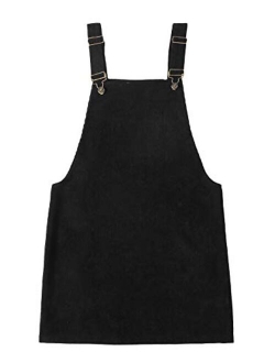 Women's Corduroy Bib Pocket Pinafore Overall Dress