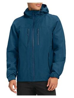 CAMEL CROWN Men's Rain Jacket Waterproof Windbreaker Hooded Rain Coat Shell for Outdoor Hiking Climbing Traveling