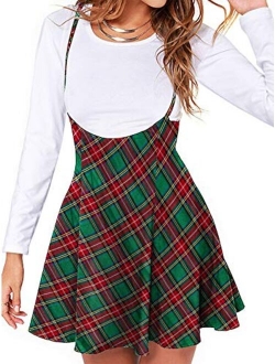 YOINS Overall Tartan Pinafore Dresses for Women Plaid Design Pleated Mini Cute Suspender Brace Skirts