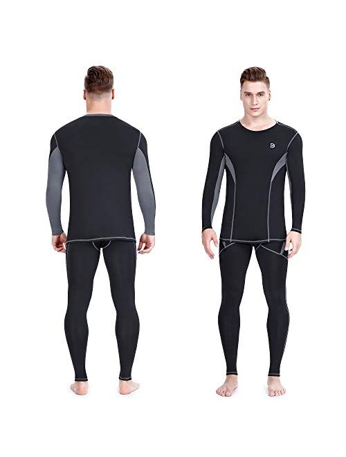 DIKAMEN Men's Thermal Underwear Fleece Lined Performance Fleece Tactical Sports Shapewear Thermal Set