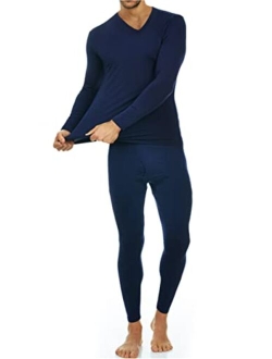 Thermajohn Mens Ultra Soft V-Neck Thermal Underwear with Fleece Lined Long Johns Set