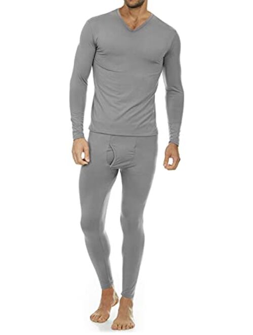 Thermajohn Mens Ultra Soft V-Neck Thermal Underwear with Fleece Lined Long Johns Set