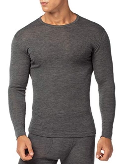 Men's 100% Merino Wool Thermal Underwear Top Crew Neck Base Layer Long Sleeve Undershirt M29M67