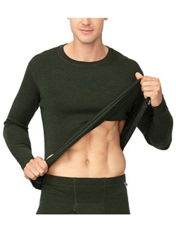 Men's 100% Merino Wool Thermal Underwear Top Crew Neck Base Layer Long Sleeve Undershirt M29M67