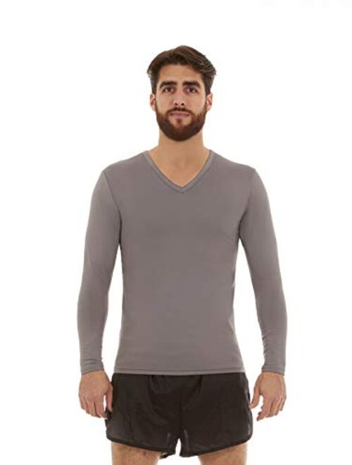 Thermajohn Mens Ultra Soft V-Neck Thermal Underwear Shirt - Fleece Lined Long Sleeve Underwear Long Johns T Shirt