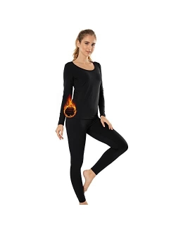 MANCYFIT Thermal Underwear for Women Long Johns Set Fleece Lined Ultra Soft Scoop Neck