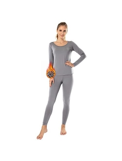 MANCYFIT Thermal Underwear for Women Long Johns Set Fleece Lined Ultra Soft Scoop Neck