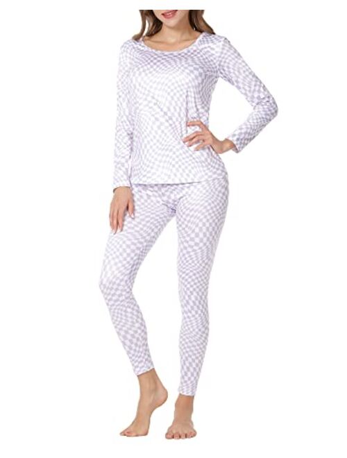 MANCYFIT Thermal Underwear for Women Long Johns Set Fleece Lined Ultra Soft Scoop Neck