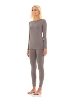 Bodtek Womens Thermal Underwear Set Premium Long John Base Layer Fleece Lined Top and Bottom