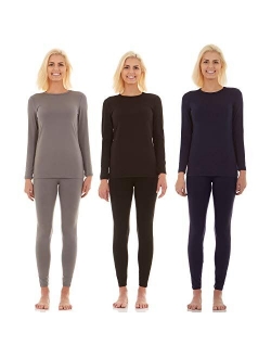 Bodtek Womens Thermal Underwear Set Premium Long John Base Layer Fleece Lined Top and Bottom