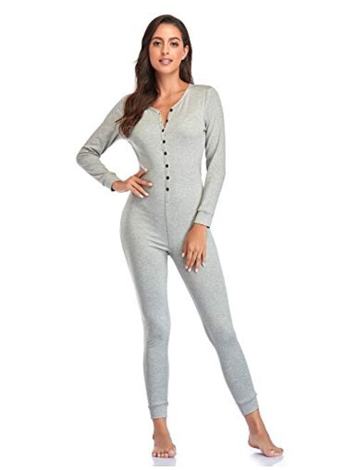 Hotouch Onesie Pajamas for Women Long Sleeve Adult Union Suit Thermal Underwear  One Piece Bodysuit Sleepwear S-XXL, A_peacock Blue, XX-Large price in Saudi  Arabia,  Saudi Arabia