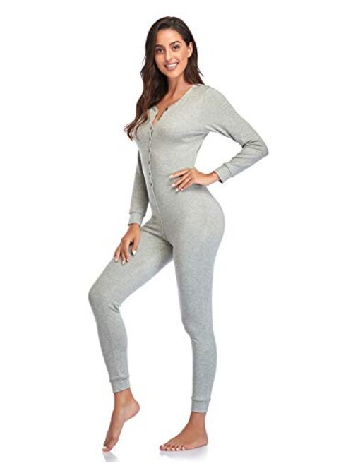 Buy COLORFULLEAF Women's Cotton Thermal Underwear Union Suits Long