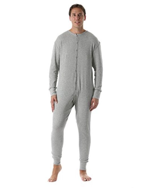 #followme Men's Solid Thermal Henley Adult Onesie