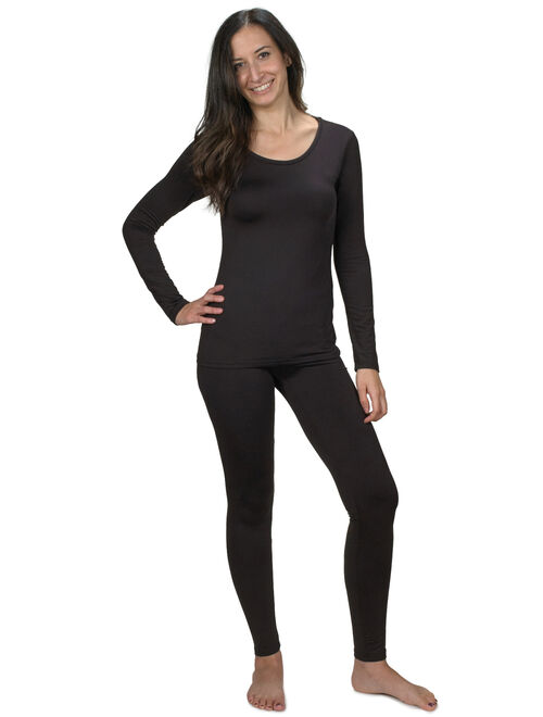 Women's Ultra Soft Thermal Underwear Long Johns Set with Fleece Lined (Blue Mideum)