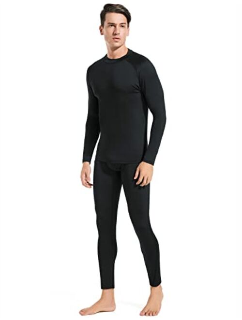 Mens Thermal Underwear Fleece Lined Base Layer Long Johns Set Top and Bottom Winter Sports Suits