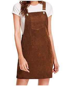 Hooever Women's Corduroy A-line Strappy Pinafore Bib Overall Dress