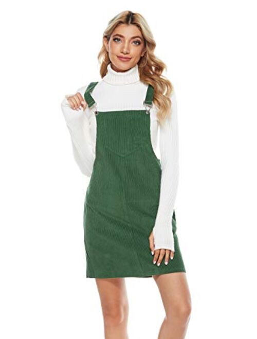 Hooever Women's Corduroy A-line Strappy Pinafore Bib Overall Dress