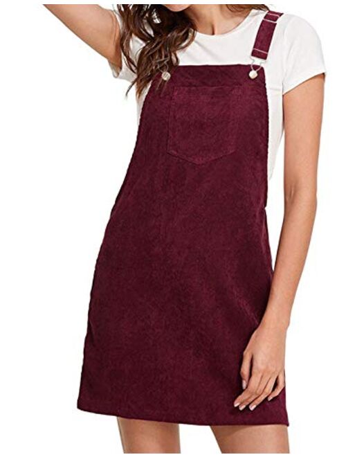 Hooever Women's Corduroy A-line Strappy Pinafore Bib Overall Dress