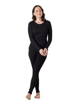 Women's 100% Merino Wool Base Layer Long John Set Thermal Underwear Top and Bottom L58