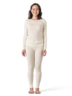 Women's 100% Merino Wool Base Layer Long John Set Thermal Underwear Top and Bottom L58