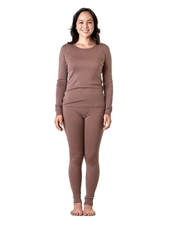 Women's 100% Merino Wool Base Layer Long John Set Thermal Underwear Top and Bottom L58