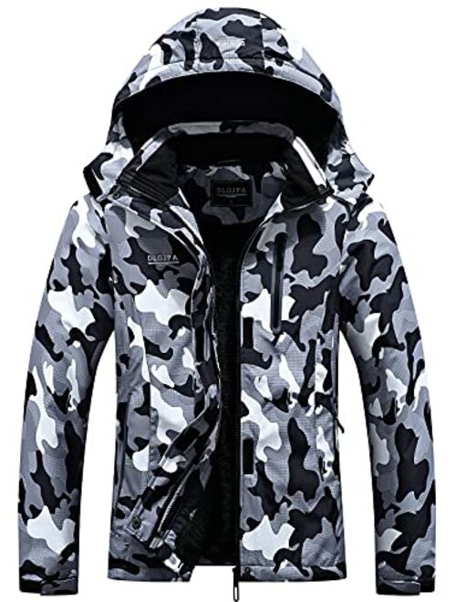 DLGJPA Women's Mountain Waterproof Ski Jacket Hooded Windbreakers Windproof Raincoat Winter Warm Snow Coat