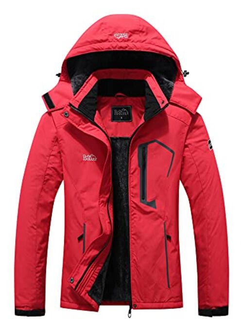 Pooluly Women's Ski Jacket Warm Winter Waterproof Windbreaker Hooded Raincoat Snowboarding Jackets