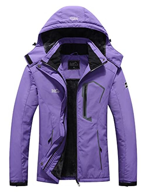 Pooluly Women's Ski Jacket Warm Winter Waterproof Windbreaker Hooded Raincoat Snowboarding Jackets