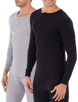 SUPER VALUE 2 Pack Men's & Big Men's Thermal Underwear Waffle Henley Top