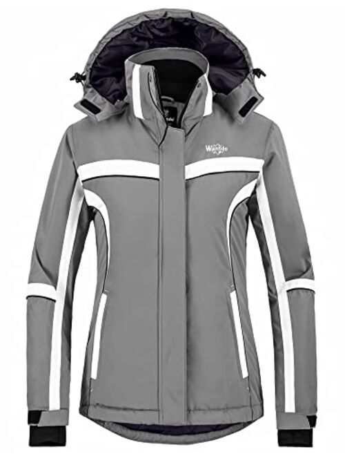 Wantdo Women's Waterproof Ski Jacket Warm Winter Snow Coat Windproof Snowboarding Jackets Insulated Parka