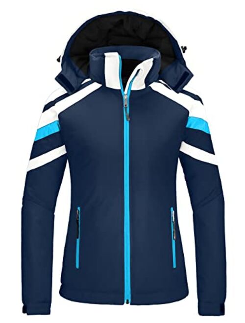 Wantdo Women's Waterproof Ski Jacket Warm Winter Snow Coat Mountaineering Windbreaker with Hood