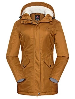 svacuam Women's Waterproof Windproof Snow Ski Hooded Jacket Winter Fleece Parka Rain Coats for Hiking