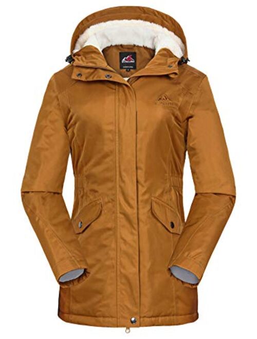 svacuam Women's Waterproof Windproof Snow Ski Hooded Jacket Winter Fleece Parka Rain Coats for Hiking