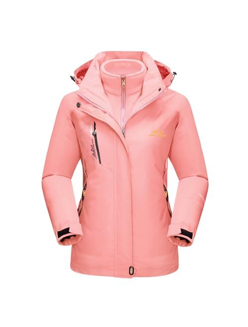 MAGCOMSEN Women's Winter Coats 3-IN-1 Snow Ski Jacket Water Resistant Windproof Fleece Winter Jacket Parka