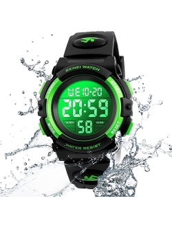 Kids Digital Sports Watch for Boys Girls, Boy Waterproof Casual Electronic Analog Quartz 7 Colorful Led Watches with Alarm Stopwatch Silicone Band Luminous Wristatches