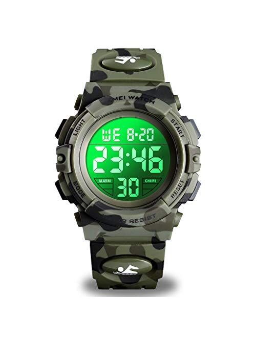 Kids Digital Sports Watch for Boys Girls, Boy Waterproof Casual Electronic Analog Quartz 7 Colorful Led Watches with Alarm Stopwatch Silicone Band Luminous Wristatches