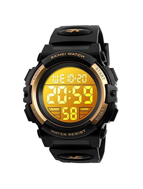 Kids Digital Sports Watch for Boys Girls, Boy Waterproof Casual Electronic Analog Quartz 7 Colorful Led Watches with Alarm Stopwatch Silicone Band Luminous Wristatches